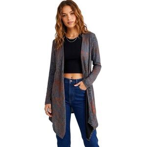 Allen Allen Womens Open-Front Duster Medium Boho Festival Dark Academia Earthy